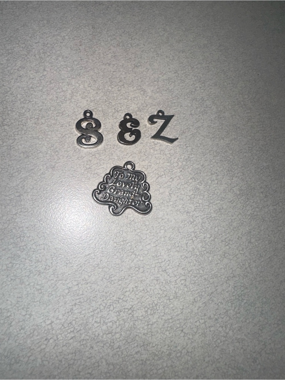 Silver Letter Charms Set with Sentiment Pendant - S, E, Z